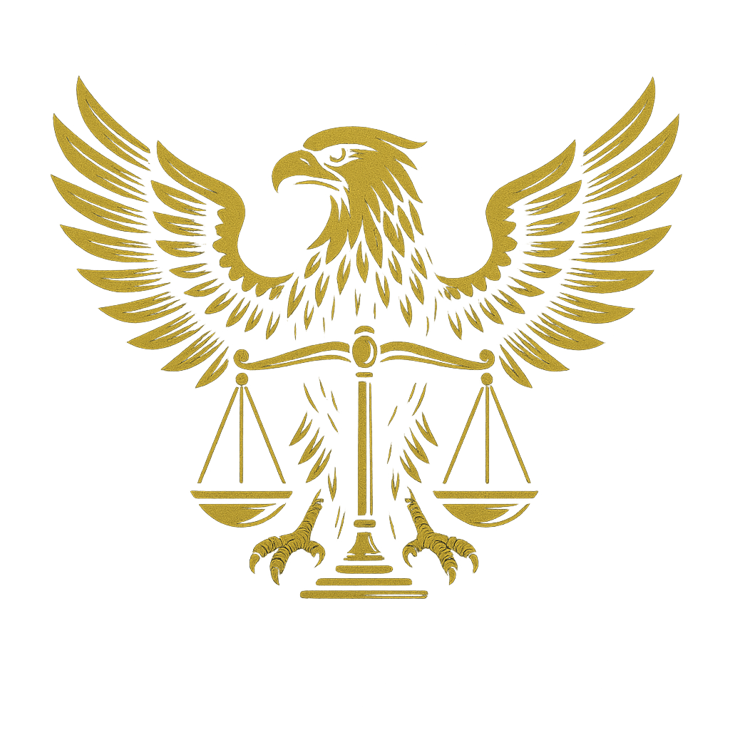 Baja Firm logo: eagle with scales of justice